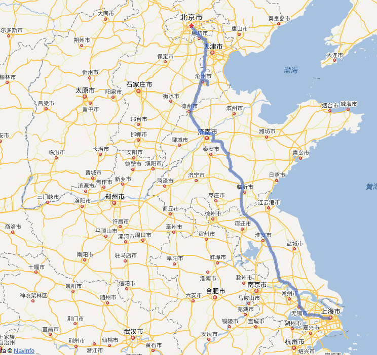 G2京沪高速公路线路图示