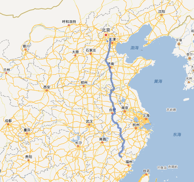 G3京台高速公路线路图示