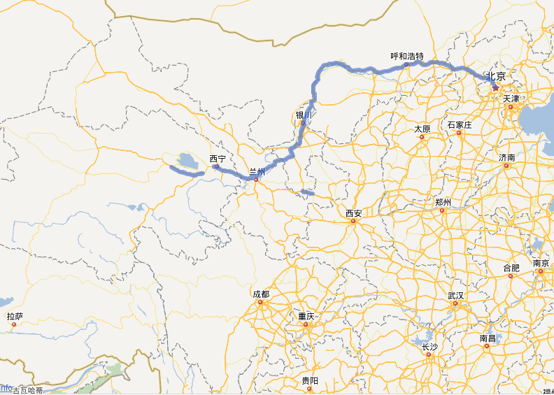 G6京藏高速公路线路图示