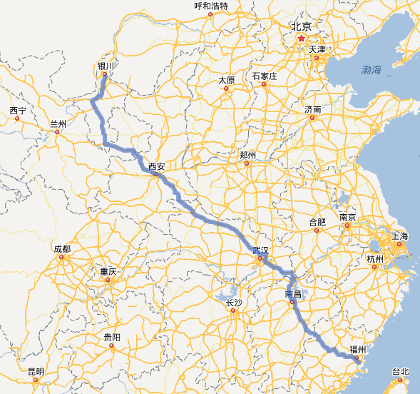 G70福银高速公路线路图示