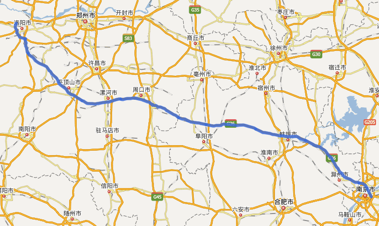 G36宁洛高速公路线路图示
