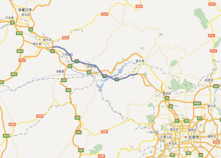 京张高速公路线路图示