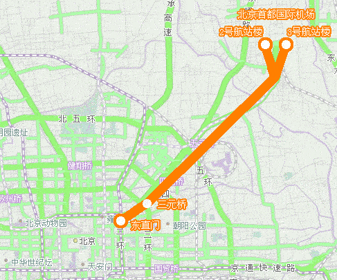 北京首都机场高速公路线路图示