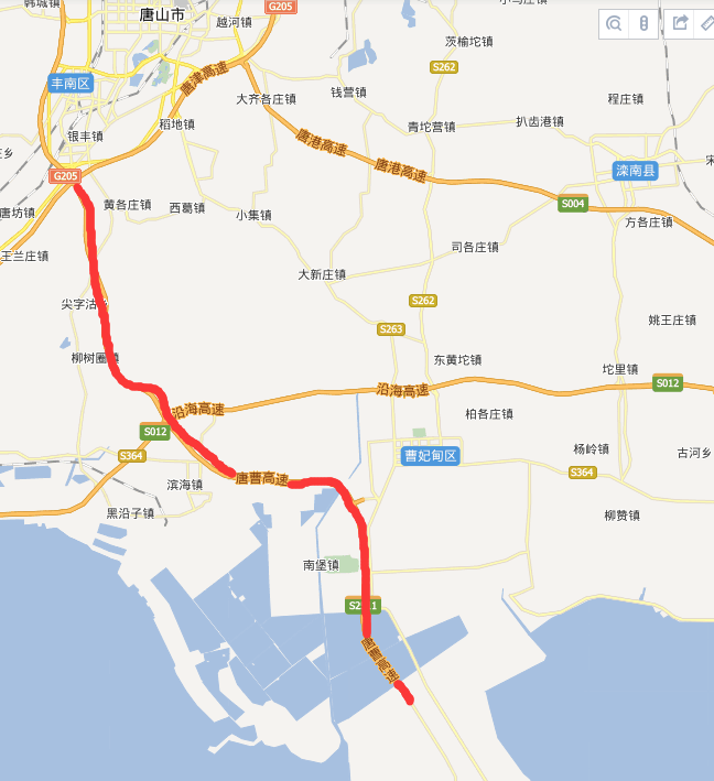 唐曹高速公路线路图示