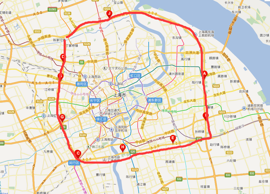 上海外环高速公路线路图示