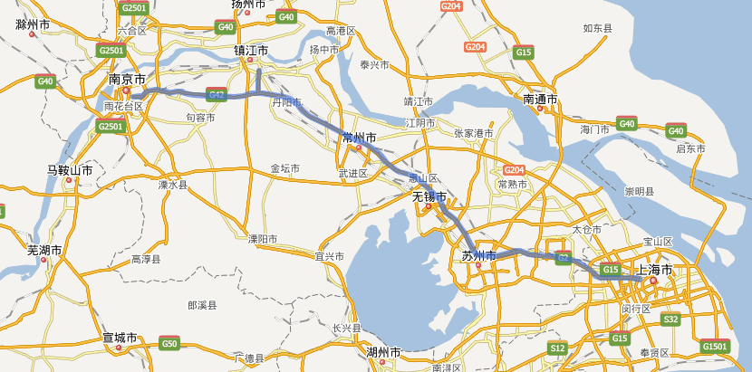 沪宁高速公路线路图示