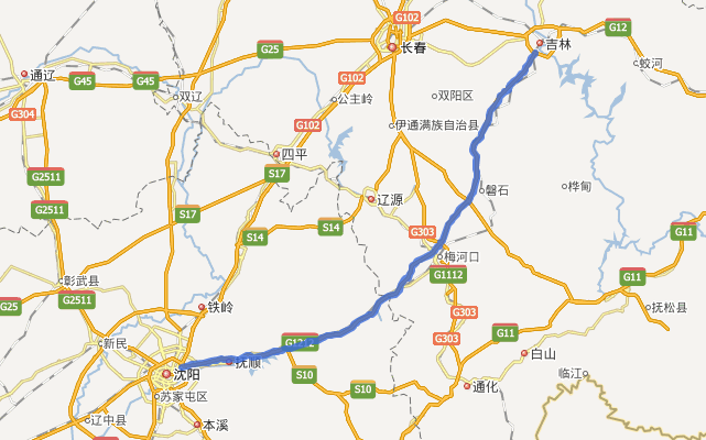 G1212沈吉高速公路线路图示